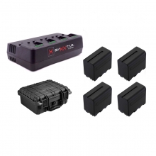 Genérico Maletin x 4 baterías NP-F970 + cargador Baxxtar PRO 4 canales